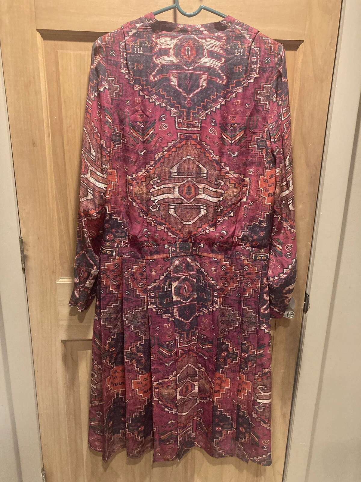 Abito camicia seta stampata Tory Burch taglia 12 rosso western