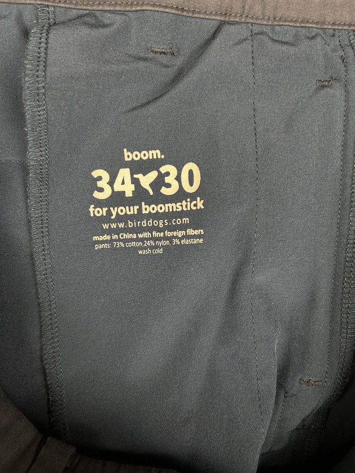 Bird Dog Pants Mens 34x30 Blue Straight Flat Front Casual Stretch Golf