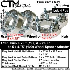 4x 1.25 Thick 5x5.5 To 5x4.75 5x120 Wheel Adapter Spacer Old Ford Ram Truck