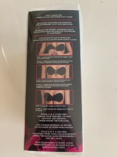 NIB! Maidenform Size A Lace-Up Adhesive Stick On Bra Nude Strapless M2242N - Picture 2 of 6