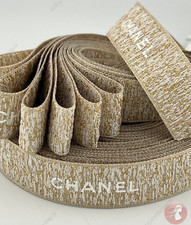 2 Yards of Chanel LE Gold-White Holiday Gift Wrap Ribbon New 100 Authentic