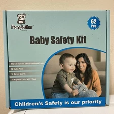 PandaEar 62-Piece Baby Safety Kit Outlet Plugs, Clear Corner Guards, Locks NEW