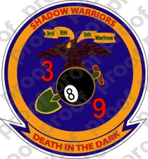 STICKER USMC UNIT   3RD BATTALION 9TH MARINE REGIMENT   ooo   USMC Lisc No 20187