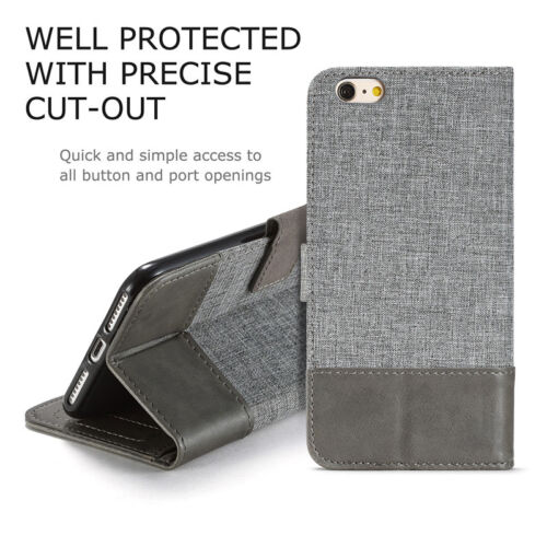 Canvas Leather Magnetic Flip Stand ID Wallet Card Case Cover For Cell Phones - Picture 19 of 35