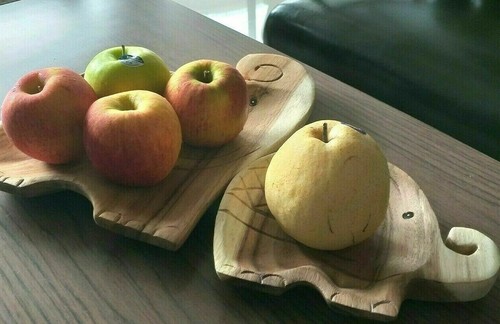 2 Wooden Tray Serving Tableware Elephants Display Wood Artistic Party Food Decor - Picture 6 of 10