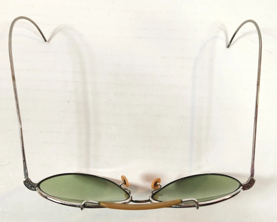 Винтажные зеленые линзы 1940-х Bausch & Lomb Pilot's Aviator очки AN6531 с недостатками - Изображение 4 из 4