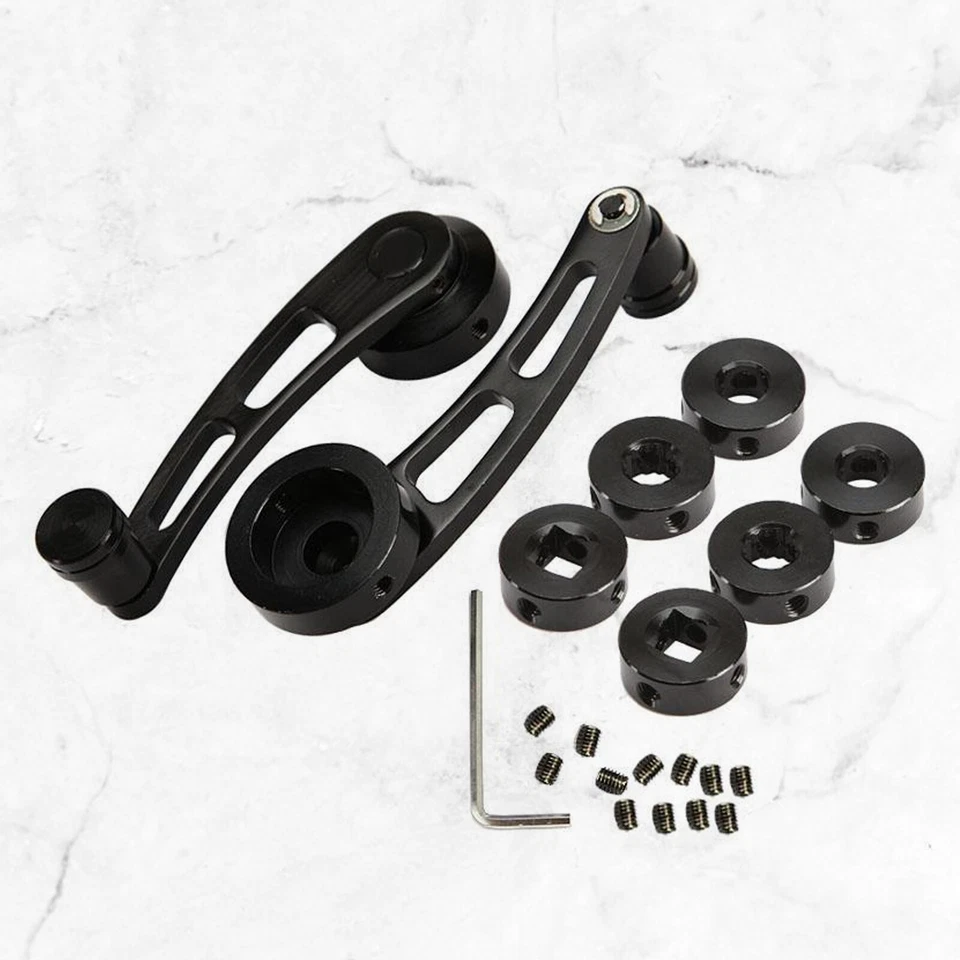 Par Universal Coche Negro Billet Aluminio Manual Puerta Ventana Enrollador Manivela Manivela Foto 3 de 4