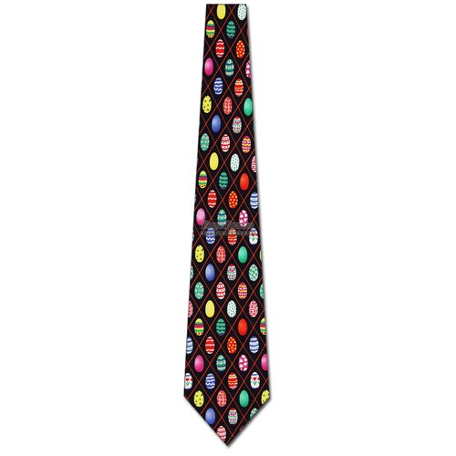 Easter Ties Egg Necktie Mens Navy Ukrainian Easter Eggs Neck Tie NWT - Picture 3 of 4