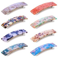 8 Pieces Tortoise Shell Hair Barrettes Automatic Cellulose Acetate Hair Clip ...