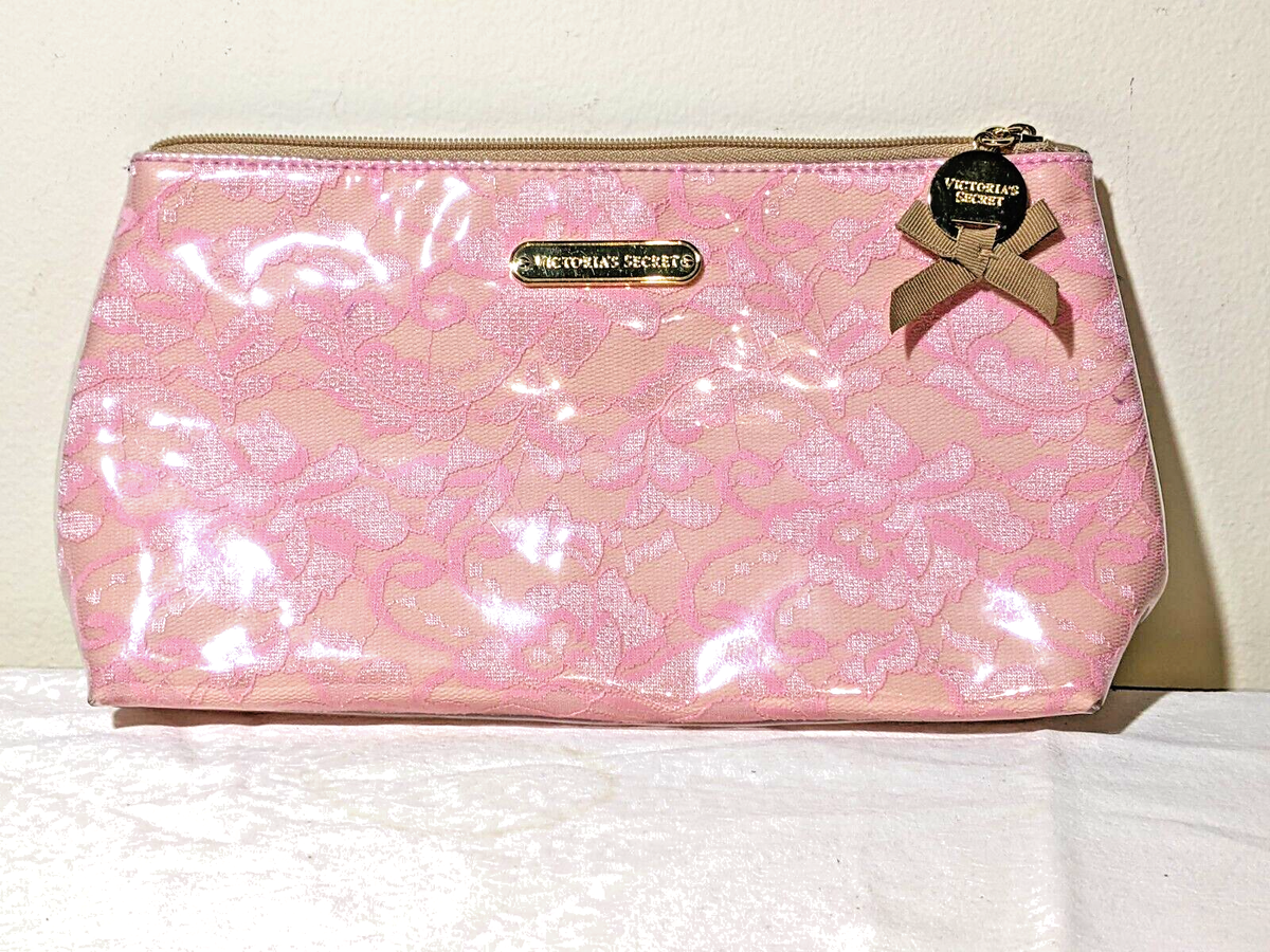 RARE FIND Victoria's Secret Pink Lace Makeup Cosmetic Bag Zip Up NEW