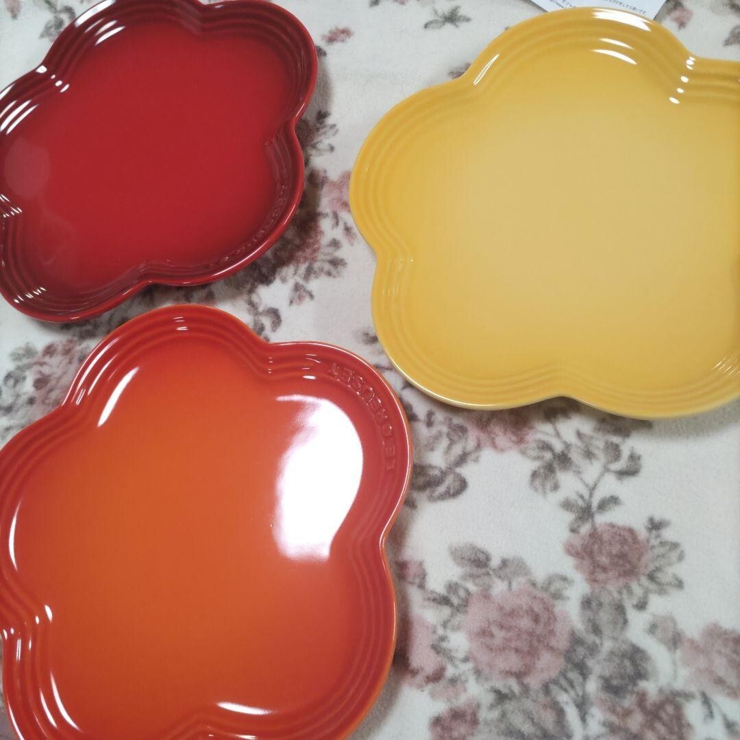 Le Creuset Flower Plate Dish Bright Rainbow 23cm 5 Color Set