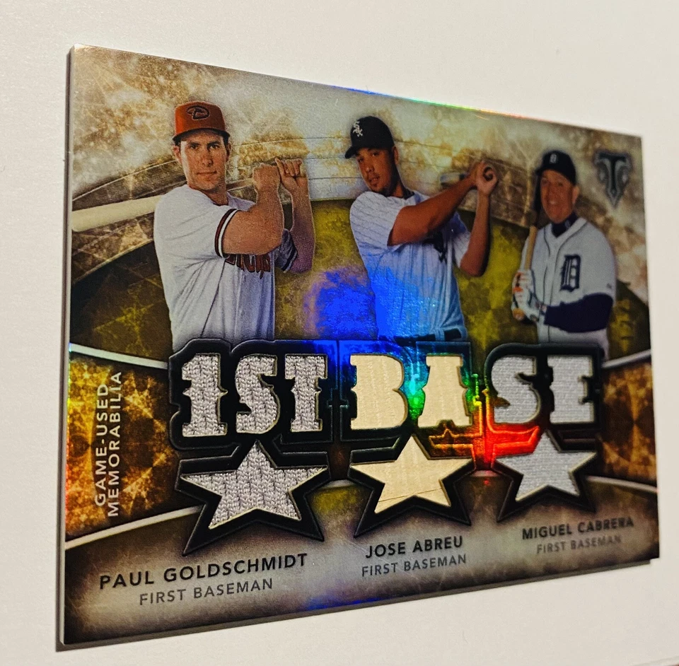 2015 Triple Threads Relic Combo 12/27 Miguel Cabrera Jose Abreu Paul Goldschmidt - Image 3 of 4