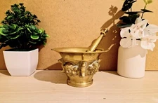 Gilded Bronze Mortar and Pestle - Vintage - Kitchen Utensil 