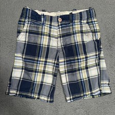 Abercrombie  Fitch Plaid Shorts Boys 16 Yellow Blue Drawstring Y2K 30x9