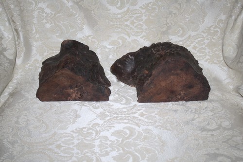 Vintage Burl Wood BOOKENDS Mid Century NATURAL WOOD Art Book Ends LIVE EDGE - Picture 8 of 10