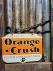 VINTAGE ORANGE CRUSH PORCELAIN SIGN FLANGE ICE COLD CARBONATED BEVERAGE SODA POP