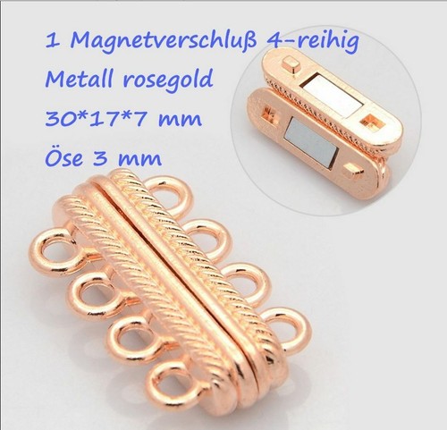 3-4-reihiger Magnetverschluss rosegold Magentschließe Metalllegierung - Picture 2 of 23