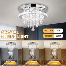 Pearl Round LED 3000K~6000K Dimmable Ceiling Crystal Chandelier Pendant Light UK