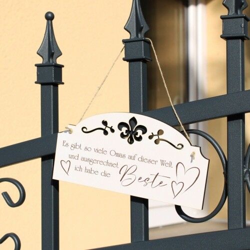 Schild Spruch Beste Oma der Welt - Vintage Türschild mit Ornamenten 20x10cm - Bild 4 von 4