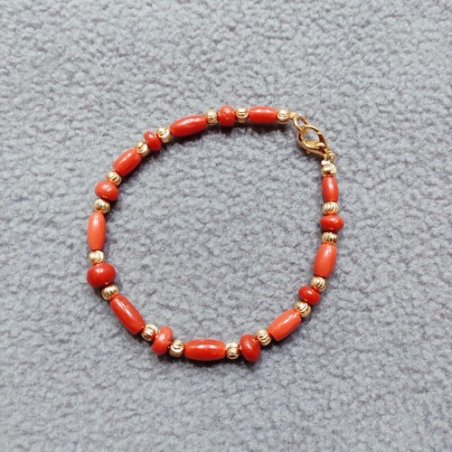 Bracciale di perle di corallo rosso naturale braccialetto di perle di corallo... - Foto 9 di 12