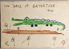 e9Art ACEO alligator outsider art brut naive
