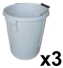 Image of 3 x 25L Plasterers Building Bucket 25 Litre Plastering Builders Water Tub Handle