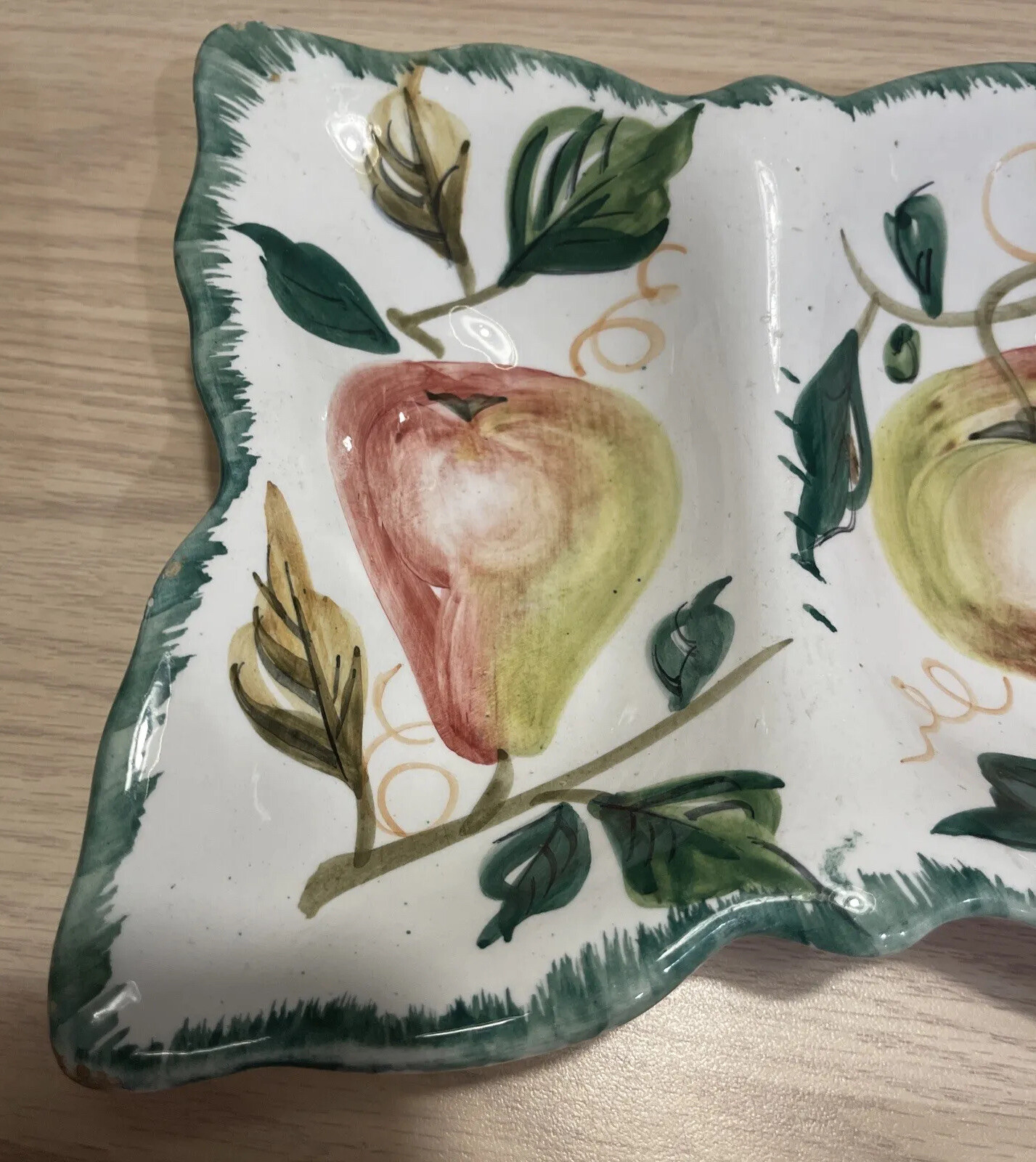 Vintage Hand Painted Divided 2Section Serving Dish Made in Italy with