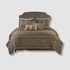 Madison Park Brown Bellagio 6-Pc Decorative Quilted Coverlet Set| King