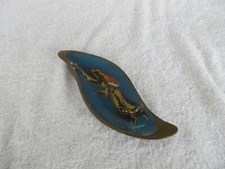 Vintage Enameled [6-5/8"]  Brass Ashtray With Lady Dancer ~ Made in Israel
