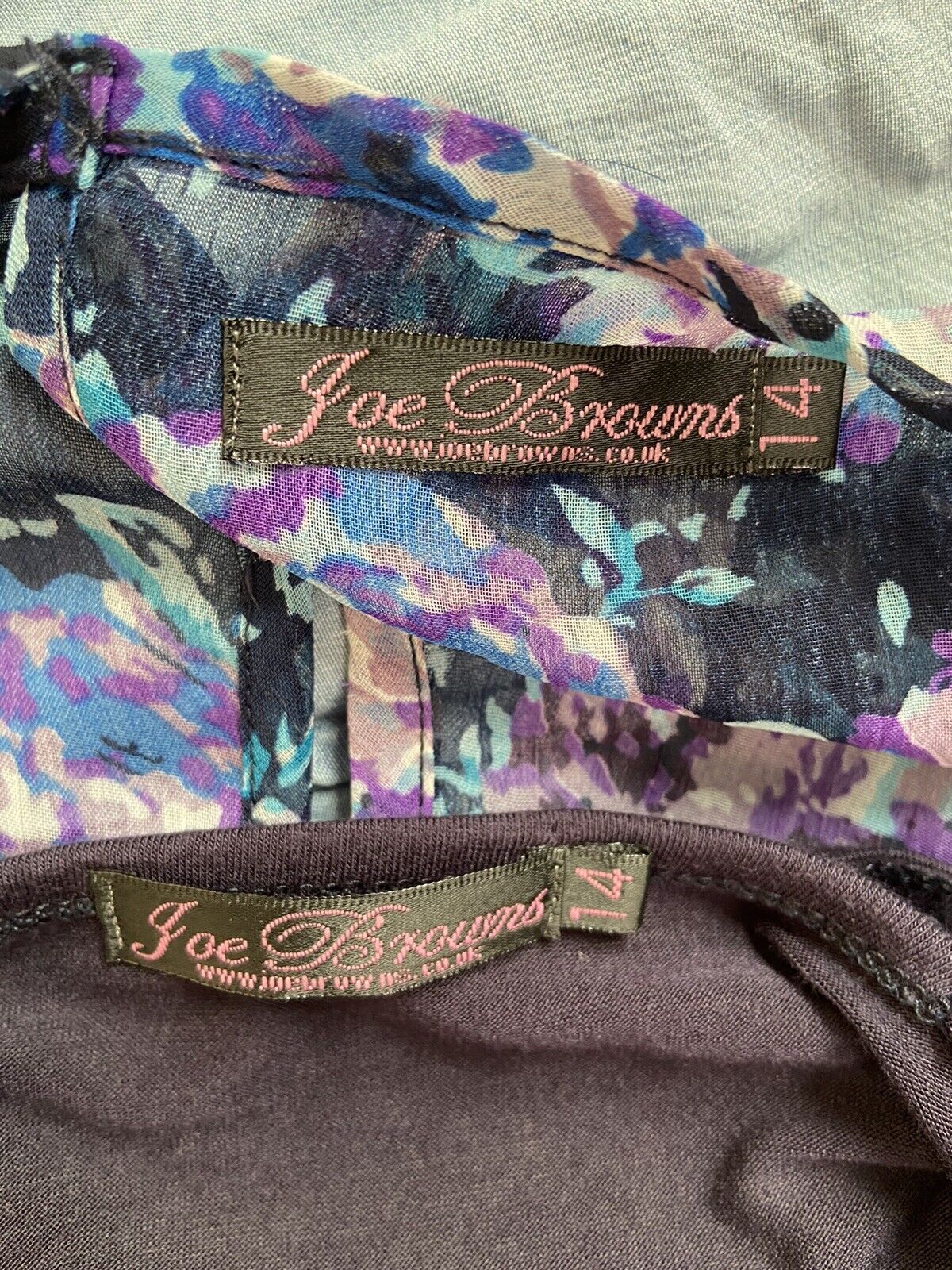 Joe Browns Dress w. Slip Blue Purple Floral 14 We… - image 7