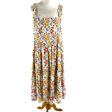 Nevena Rae Smocked Floral Midi Sun Dress Women's 2X Multicolor Flowy Milk Maid