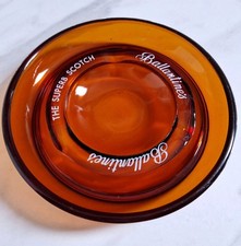 Ancien Grand Cendrier Ballantine's En Verre Ambré Vintage Collection Bistrot 