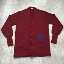 Vintage 60s Cardigan Varsity Sweater Mens L Red Wool Letterman F Patch