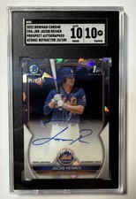 2023 Bowman Chrome Jacob Reimer Atomic Refractor 1st Prospect Auto #/100 SGC 10