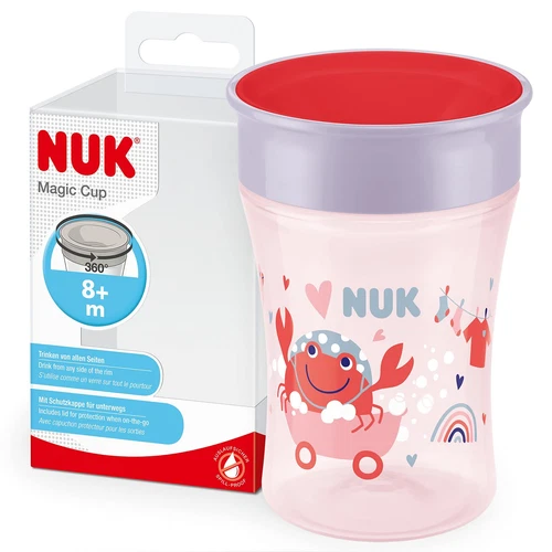 NUK Magic Cup cup 8+ months 230 ml leak-proof 360° drink edge BPA free pink, Cra - Foto 1 di 7