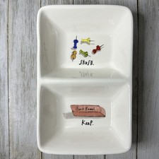 Rae Dunn Artisan Collection by Magenta Stash Keep Two-Section Ceramic Tray