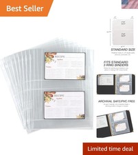 8.5 x 11 Inch Recipe Card Page Protectors, 25 Count - 2 Pocket Side Loading S...