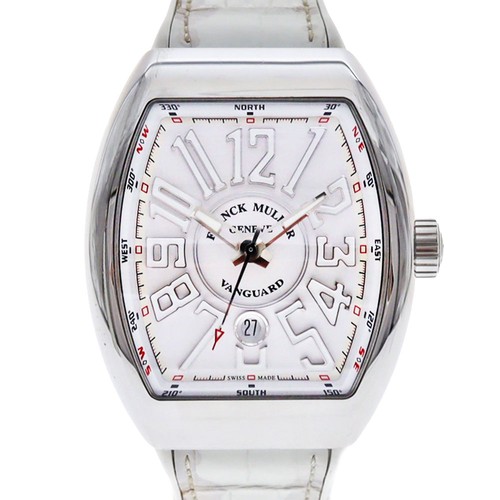 Franck Muller Vanguard V45SCDT Stainless Steel Leather / Rubber Diamond #KNW1826
