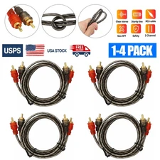 1/4pcs RCA Cables 2 Channel Twisted 4Ft Car Audio Shielded Interconnect Amp Wire