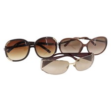 Chloe Bulgari Sunglasses Plastic 3 Set Brown Auth sw1698