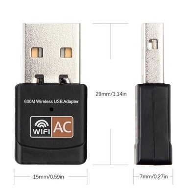 USB WiFi Adapter 600Mbps Dual Band 2,4/5GHz Wireless AC Netzwerk Dongle