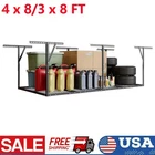 3/4x8ft Garage Ceiling Mount Storage Rack Adjustable Overhead Organizer Shelves