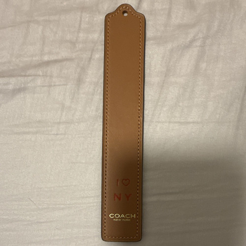 Chicago Pop Up Coach Stitched Brown Leather Bookmark Rectangle, I Love NY City