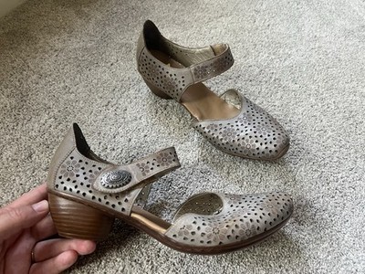 Rieker Antistress Mirjam Sandals Size 40 Gray Taupe Low Heel Mary-Jane Pump