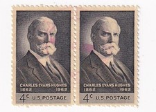 STAMP US SCOTT 1195  Charles E. Hughes  4 CENT 1962 USED PAIR