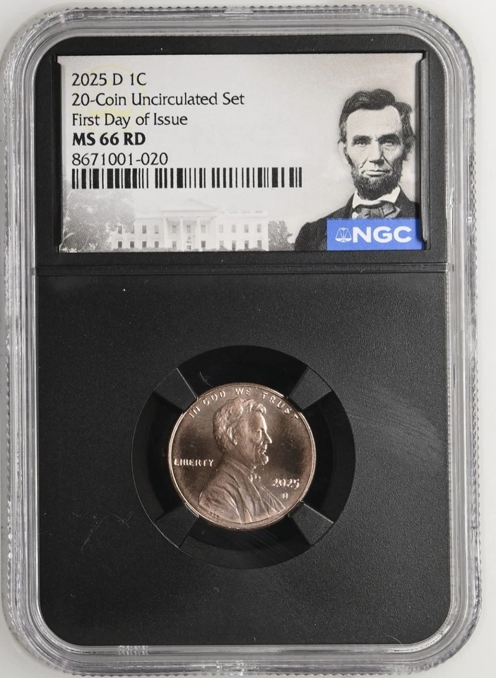 2025 P D Penny Abraham Lincoln Shield Cent NGC MS66 RD Proof First Day Issue % - Image 2 of 4