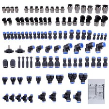 116PCS Air Line Quick Connect Fittings,1/8",1/4",5/16",3/8",1/2",4/6/8/10mm OD P