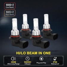 9006 9005 LED Headlight KIT Combo Bulbs 10000K High Low Beam Super Bright White