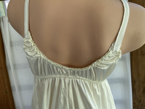 Vintage Women’s Nylon Long Satin Nightgown Ivory - Picture 7 of 16