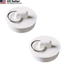 2 Pcs Rubber Drain Stopper with Hanging Ring 1-1/2 Inch to 1-5/8 Inch, White